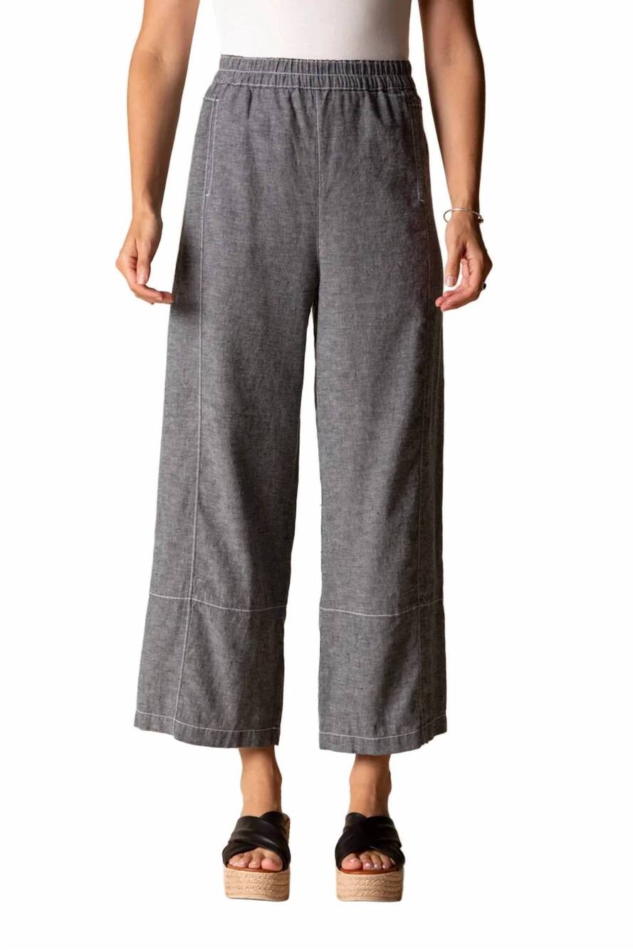 NEW HABITAT linen seamed crop pant in black
